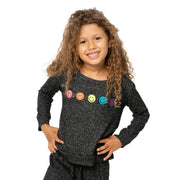 Little Girl's (4-6x) Hacci Sweatshirt with Baby Happy Face Patches