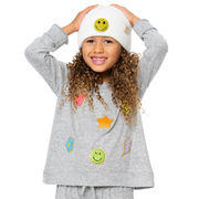 Little Girl's (4-6x) Hacci Sweatshirt with Rainbow Assorted Chenille Patches