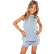 Little Girl's (4-6x) Sleeveless Heather Gray Foil Star Top