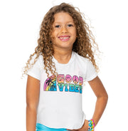 Little Girls (4-6x) Short Sleeve T-Shirt with Good Vibes Rainbow screen