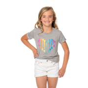 Little Girls (4-6x) Short Sleeve T-Shirt with Drippy Paint Happy Face Heart Shape