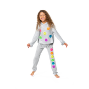 Little Girl's (4-6x) Butter Fleece Hooded Sweatshirt with Neon Sequin Happy Face Patches