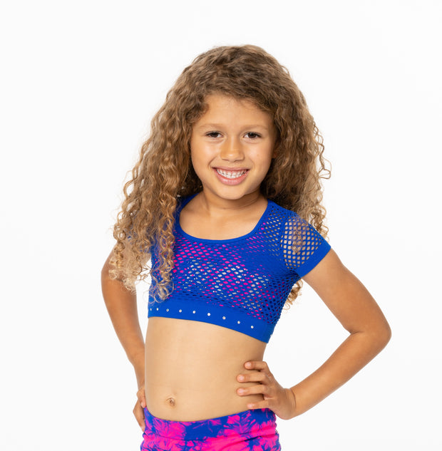 Little Girl's (4-7) Short Sleeve Cropped Mesh Top
