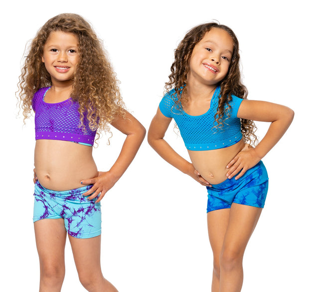 Little Girl's (4-7) Short Sleeve Cropped Mesh Top