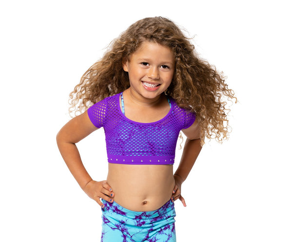 Little Girl's (4-7) Short Sleeve Cropped Mesh Top