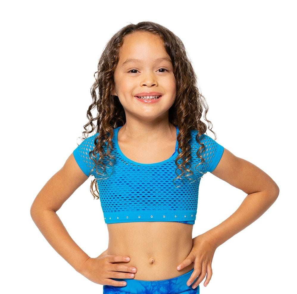 Little Girl's (4-7) Short Sleeve Cropped Mesh Top