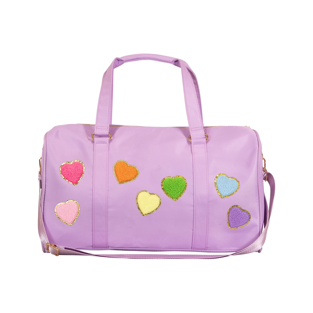Nylon Duffel Bag w/ Assorted Heart Patches