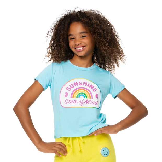 Girl's (8-14) Short Sleeve Crop Tee with Sunshine State of Mind screen