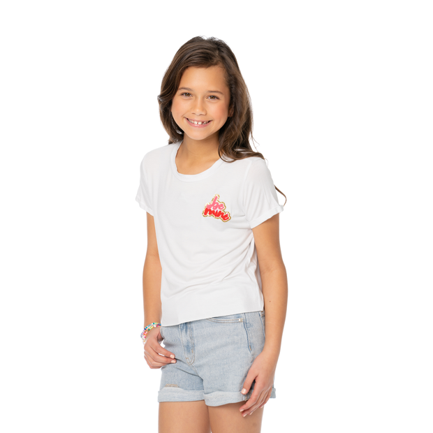 Girl's (8-14) Short Sleeve Crop Tee with Be Mine Patch