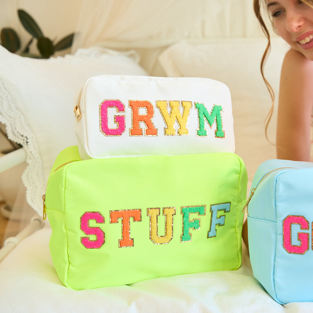 Nylon Pouch w/ STUFF Chenile Patch - 6 COLORS