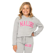 Butter Fleece Hooded Sweatshirt & Sweatpants with "MALIBU" Screen for Girls 7-14