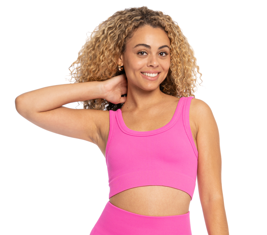 Junior's Ribbed Crop Sports Tank Top