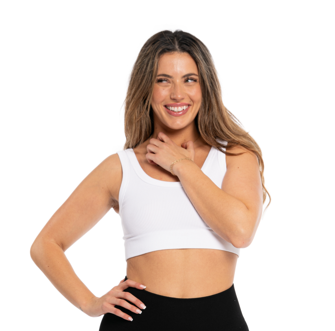 Junior's Ribbed Crop Sports Tank Top