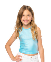 Girl's (8-12) Metallic Paint Ribbed Sleeveless Top