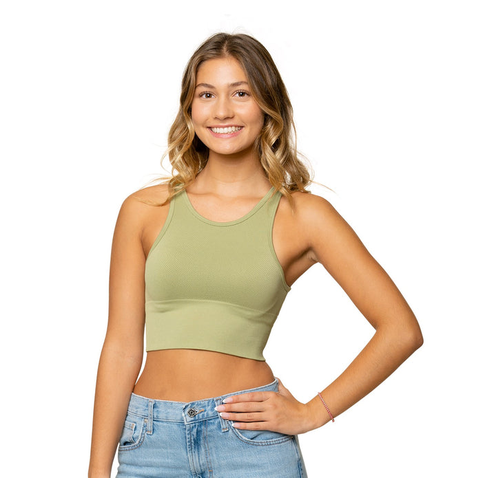 Junior's  Ribbed High Bottom Crop Tank Top