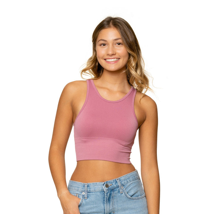 Junior's  Ribbed High Bottom Crop Tank Top