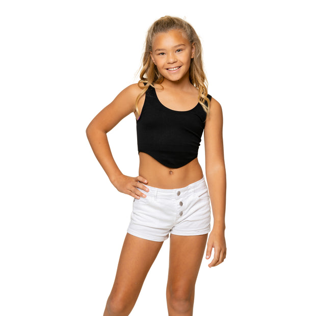 Girl's (8-12) Crop Tank Top with Rounded Bottom