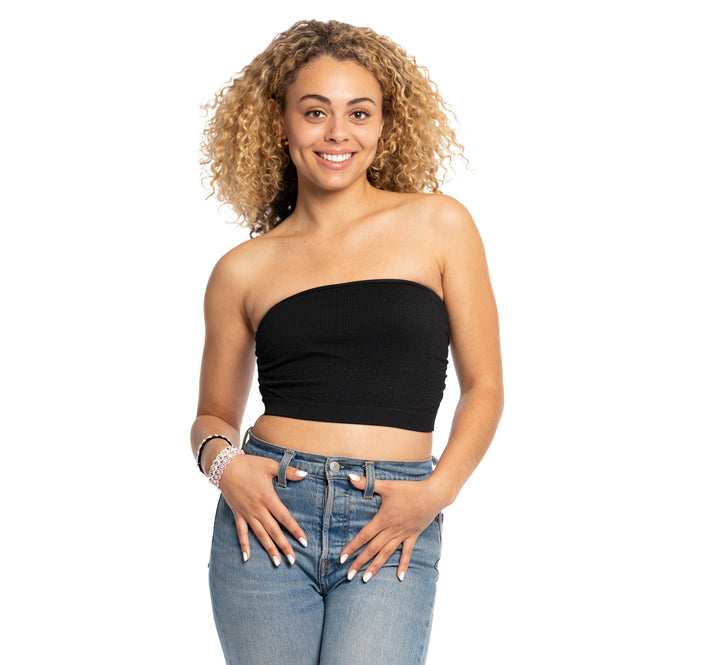 Junior's Ribbed Bandeau with Side Rushing