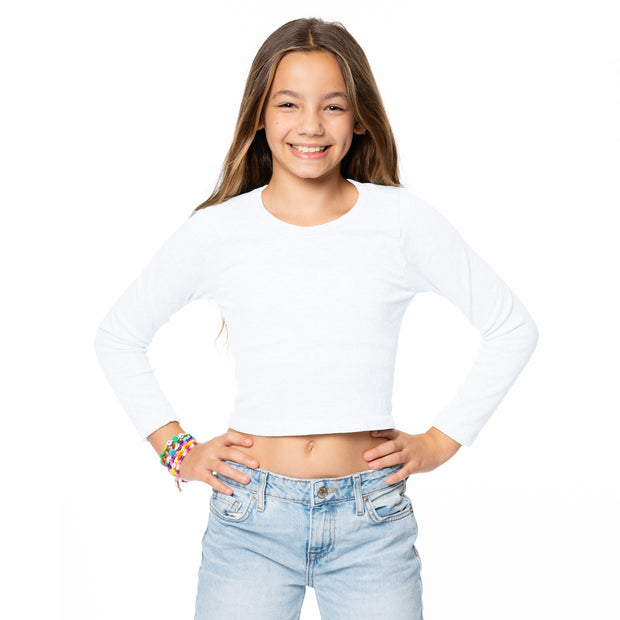 Girl's (8-12) Long Sleeve Ribbed Top