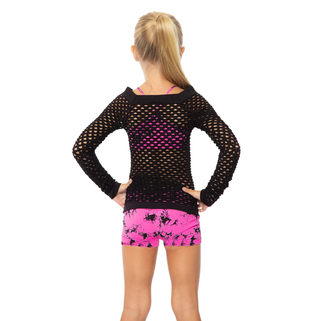 Little Girl's (4-7) Long Sleeve Mesh Top