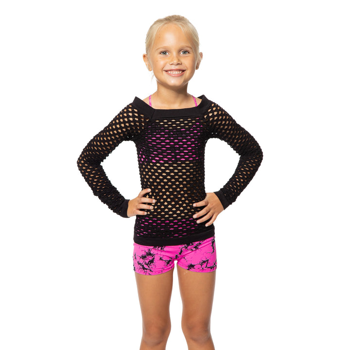 Little Girl's (4-7) Long Sleeve Mesh Top