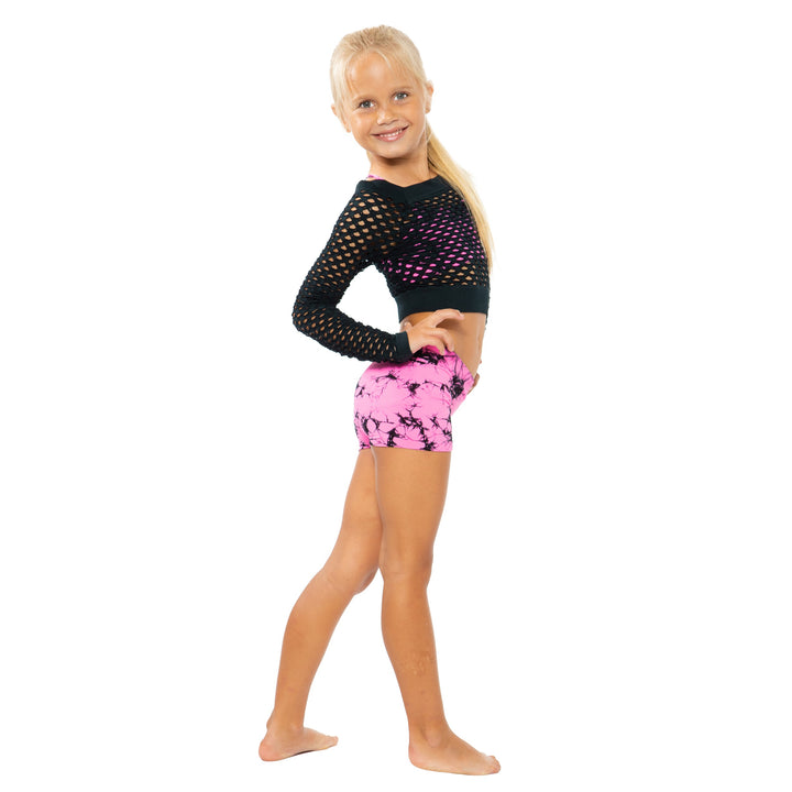 Little Girl's (4-7) Long Sleeve Cropped Mesh Top