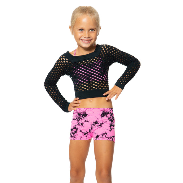 Little Girl's (4-6x) Long Sleeve Cropped Mesh Top