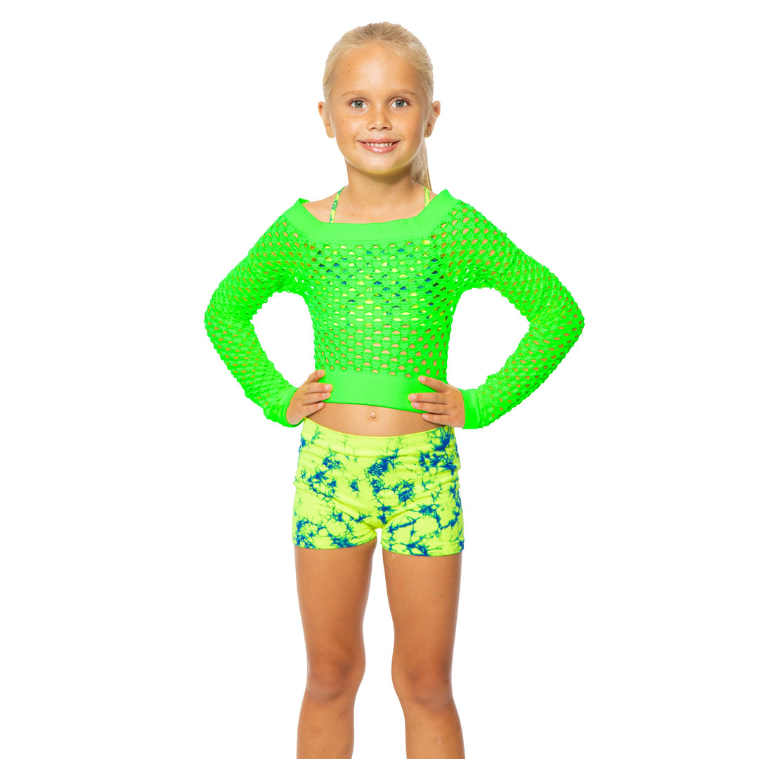 Little Girl's (4-7) Long Sleeve Cropped Mesh Top