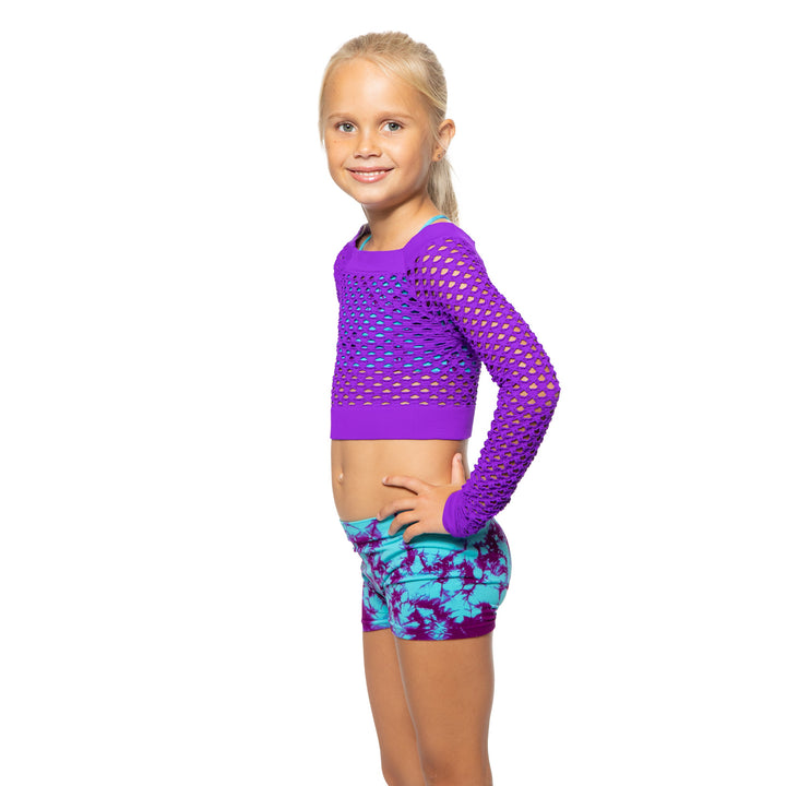 Little Girl's (4-7) Long Sleeve Cropped Mesh Top