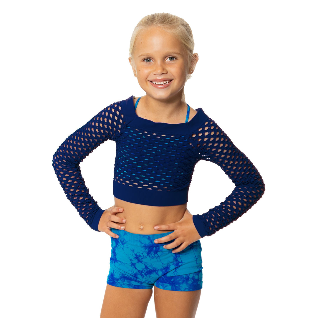 Little Girl's (4-7) Long Sleeve Cropped Mesh Top
