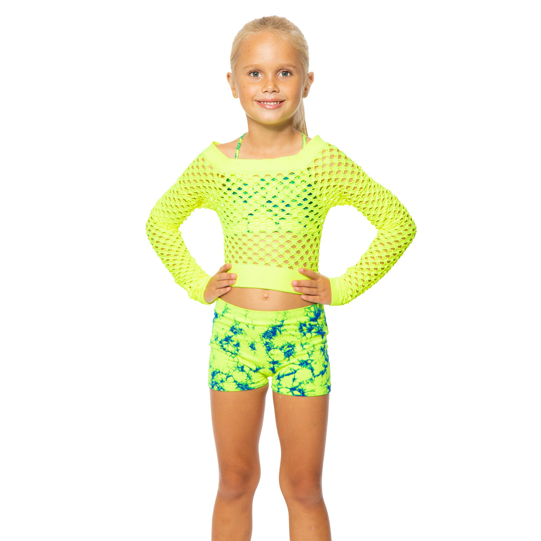 Little Girl's (4-7) Long Sleeve Cropped Mesh Top