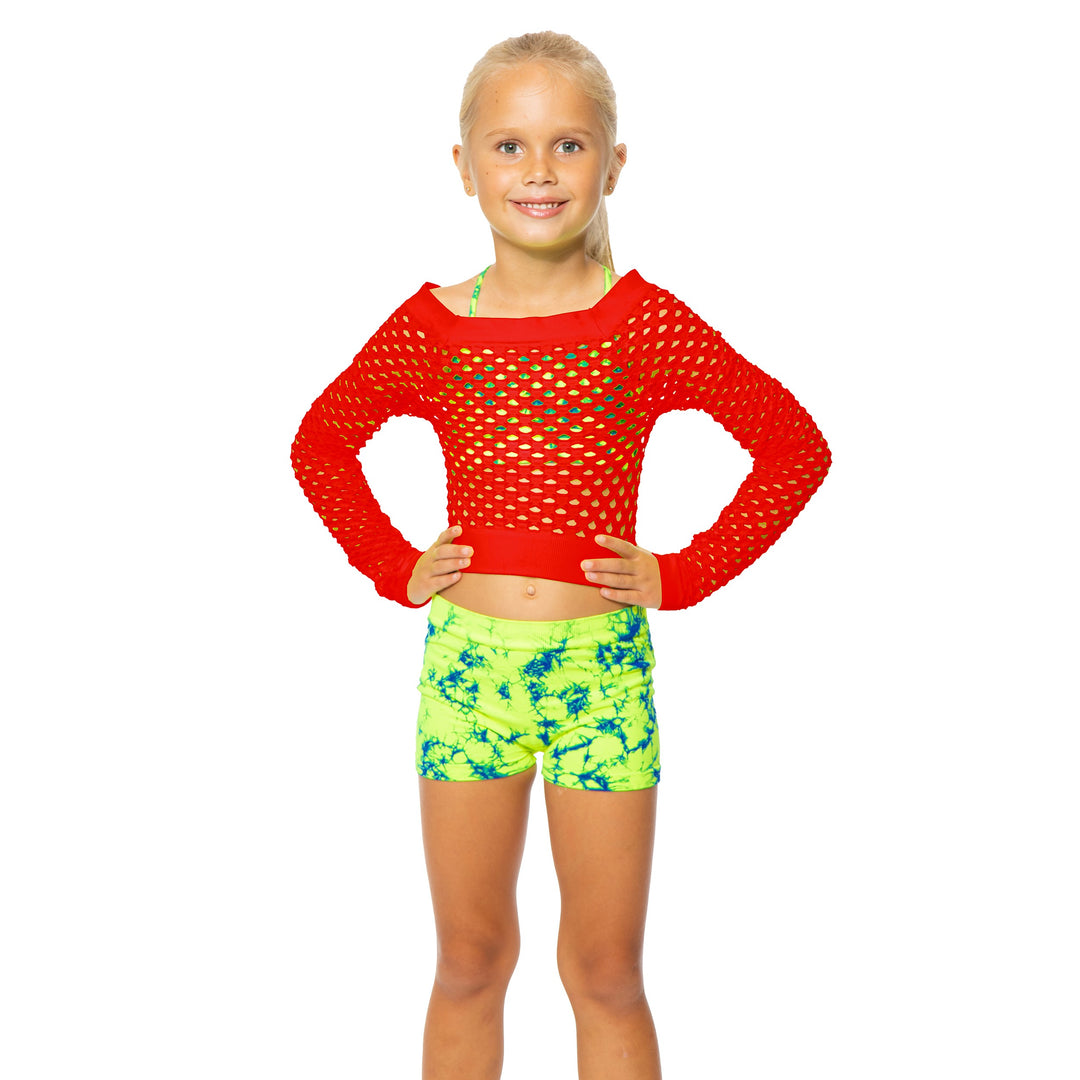 Little Girl's (4-7) Long Sleeve Cropped Mesh Top