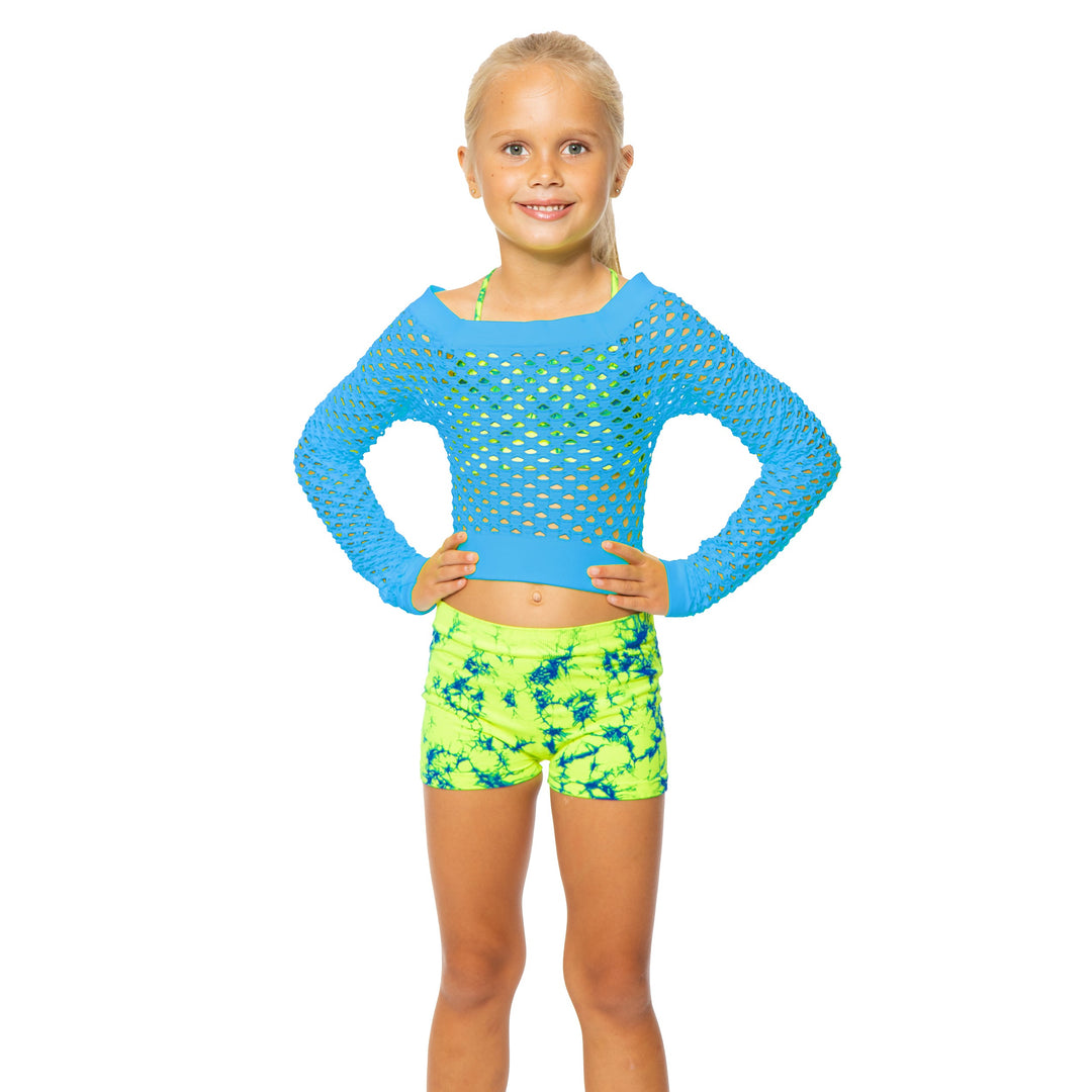 Little Girl's (4-7) Long Sleeve Cropped Mesh Top