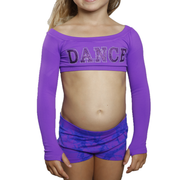 Little Girl's (4-6x) "DANCE" Long Sleeve Cropped Tops