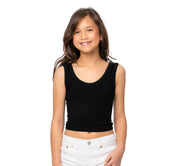Girl's (8-12) Front V-Neck with Scoop Back Ribbed Crop Cami
