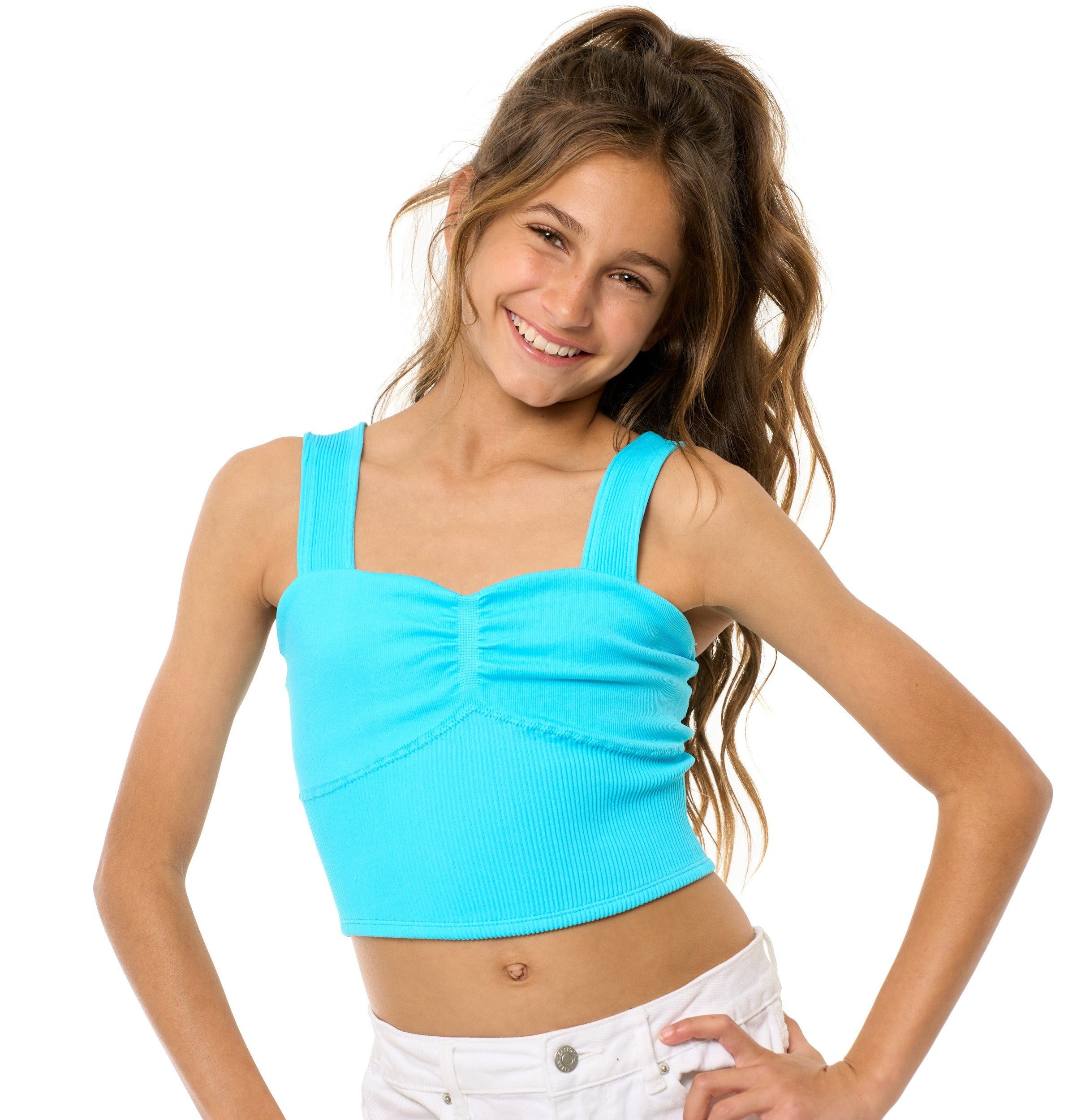 Girl's (8-12) Ribbed Wide Strap Tank Top – Malibu Sugar