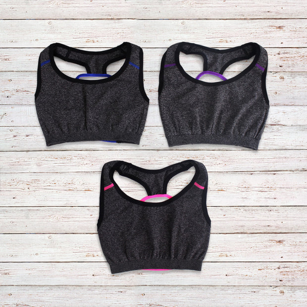 Charcoal Heather Sports Bra for Girls 7-14