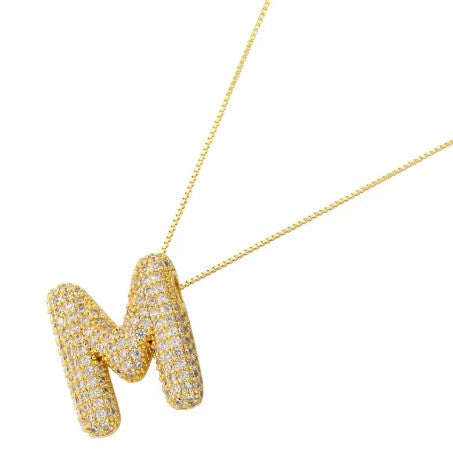 Gold Crystal Initial Necklaces