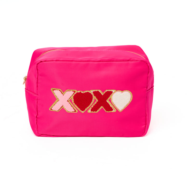 Nylon Pouches with LOVE & XOXO Glitter Chenille Patches