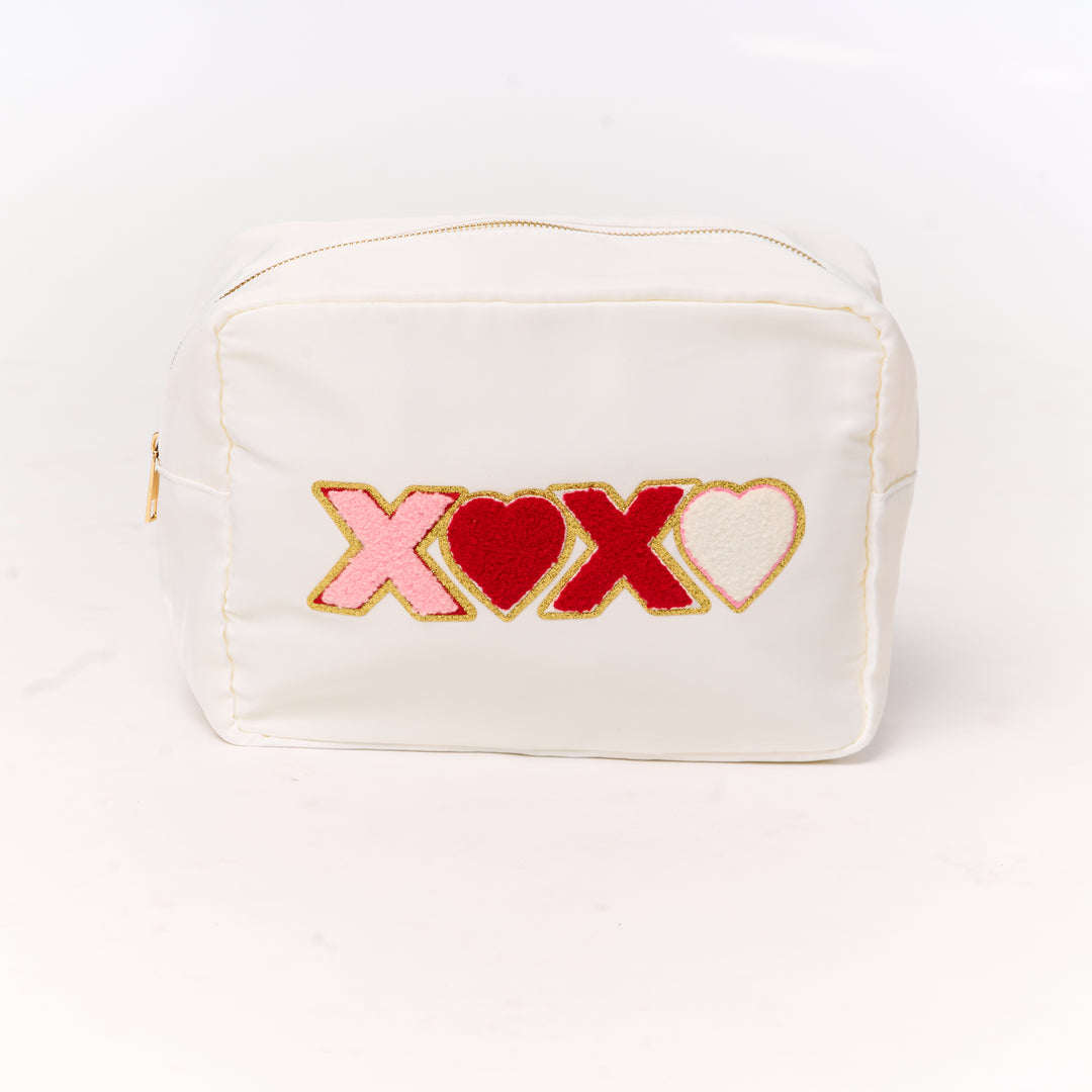 Nylon Pouches with LOVE & XOXO Glitter Chenille Patches