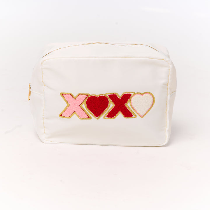 Nylon Pouches with LOVE & XOXO Glitter Chenille Patches