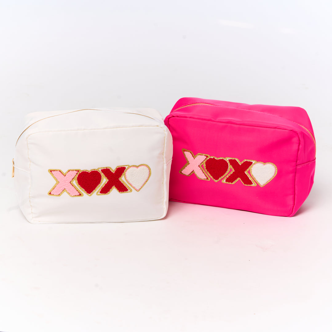 Nylon Pouches with LOVE & XOXO Glitter Chenille Patches