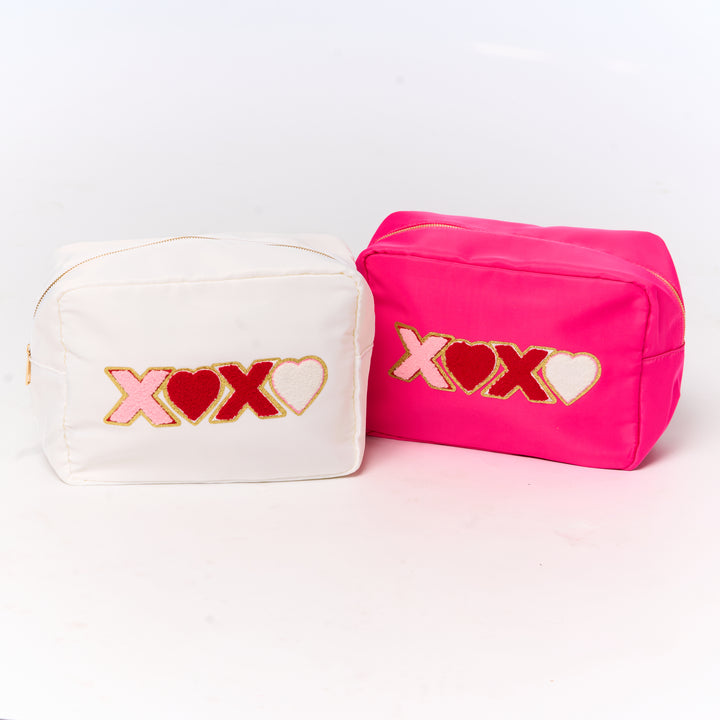 Nylon Pouches with LOVE & XOXO Glitter Chenille Patches