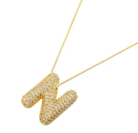 Gold Crystal Initial Necklaces