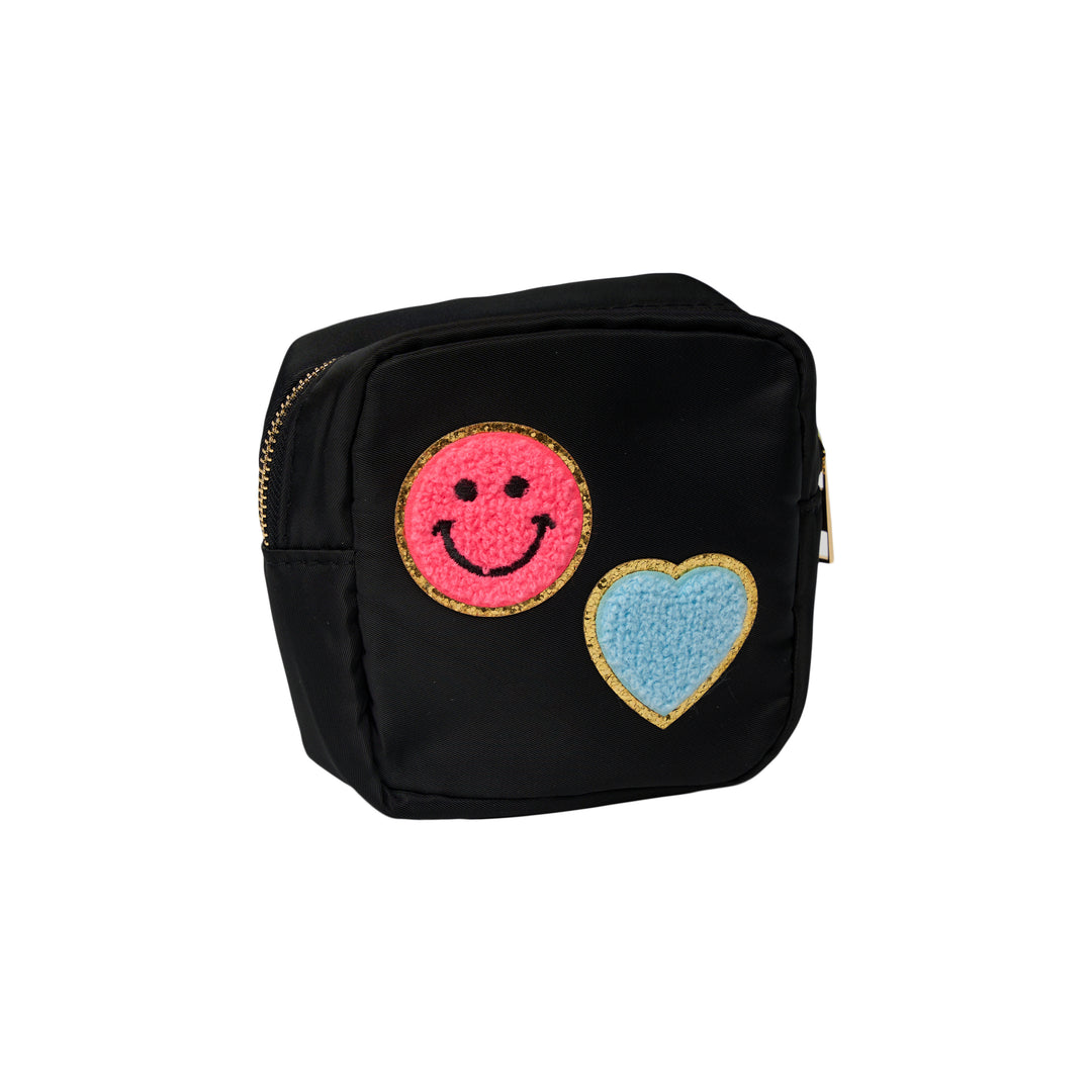 Nylon Pouches with Assorted Patches - Black