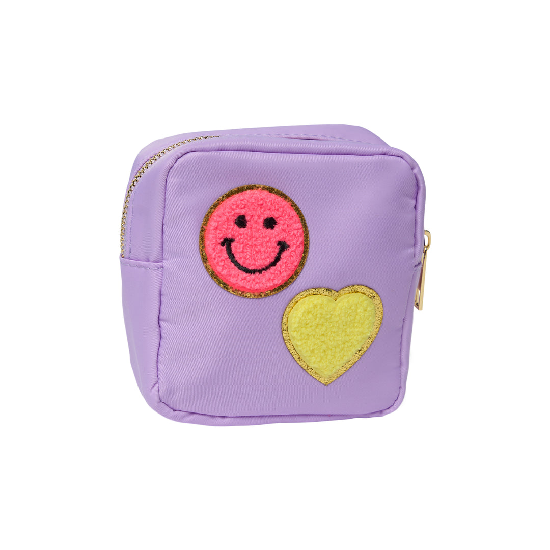 Nylon Pouches with Assorted Patches - Lavender