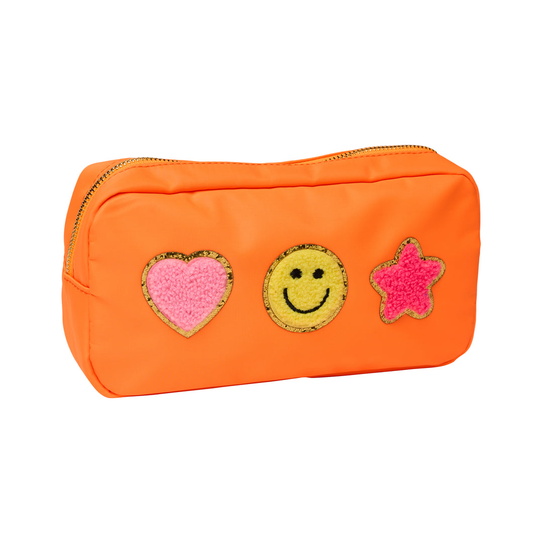 Nylon Pouches with Assorted Patches - Orange