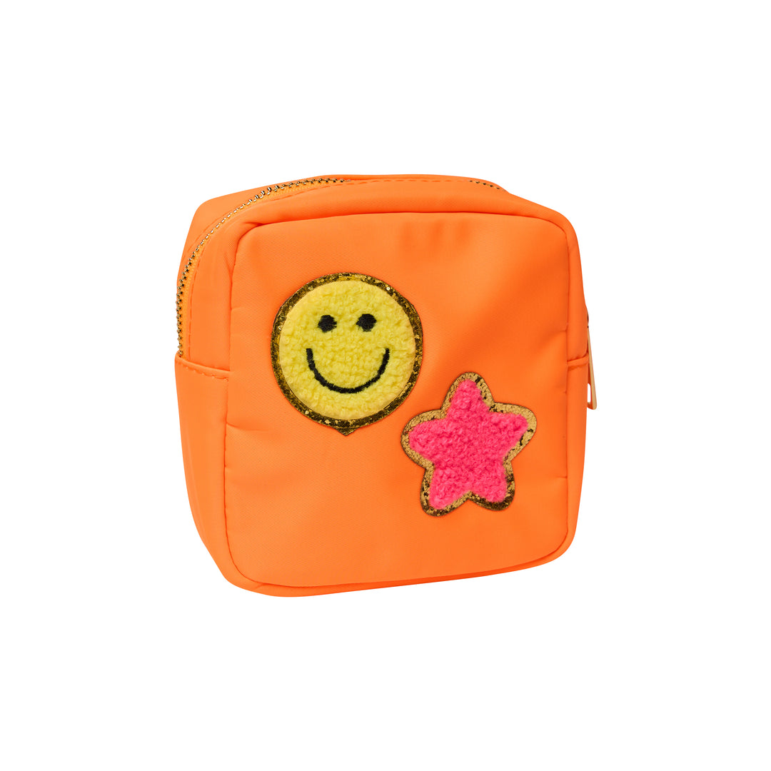 Nylon Pouches with Assorted Patches - Orange
