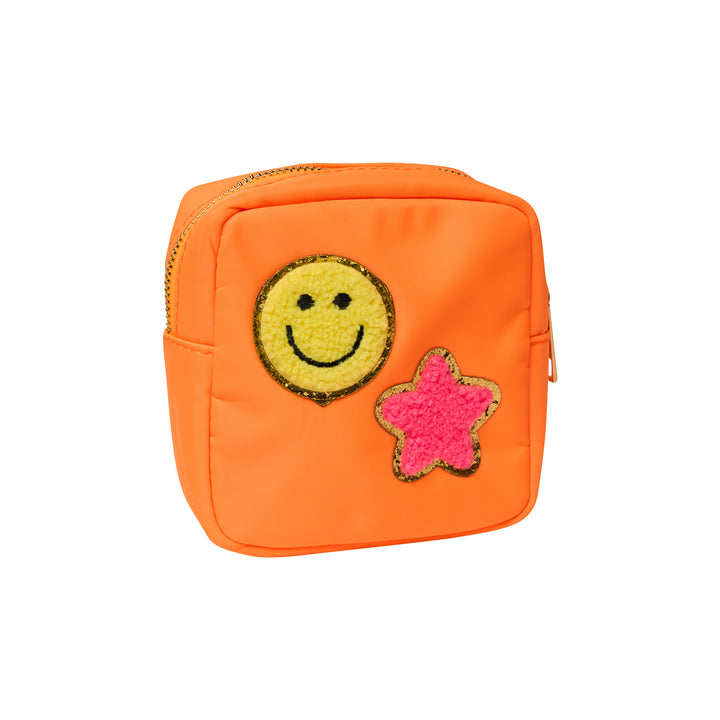 Nylon Pouches with Assorted Patches - Orange