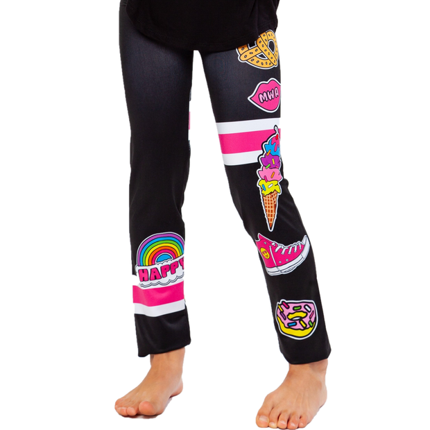 Girl's (7-10) Rainbow Stripe Unicorn Leggings – Malibu Sugar